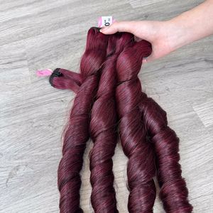 Extensiones de cabello virgen vietnamita crudo 100% Super calidad rizo hinchable rápido Borgoña cabello humano suave y sedoso tejido de alta calidad - Product Image 1