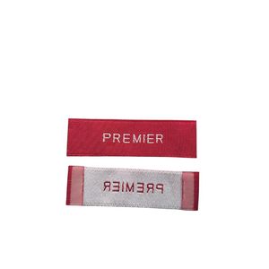 Etiqueta Tejida de Primera Calidad, Etiqueta Rectangular Bordada para Prendas, Parche Cosido Rojo y Blanco - Product Image 1
