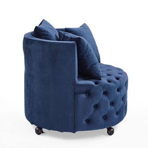 Velvet Upholstered <b>Swivel</b> <b>Chair</b> with Button Tufted Design and Movable Wheels <b>Living</b> <b>Room</b> <b>Chair</b> Including 3 Pillows - Product Image 3
