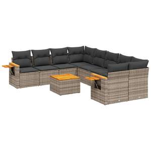 Ensemble de canapés de jardin gris avec coussins, résistant aux UV, en rotin PE, mobilier d'extérieur au design contemporain, imperméable, pour usage en extérieur - Product Image 2