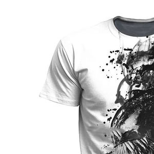 T-shirts décontractés pour hommes, col rond, coupe classique, imprimés par transfert thermique, couleur unie, 100% coton respirant - Product Image 3