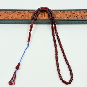 Tasbih islamique artisanal en résine, peint à la main, écologique, avec perles rouges et fil bleu, chapelet de prière religieux, 33 perles, Subha - Product Image 5