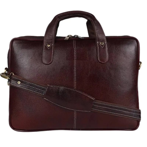 Sac pour ordinateur portable en cuir marron durable et protecteur pour hommes, sacoche d'affaires |   Sac à bandoulière pour le bureau, les voyages et le quotidien - Product Image 1