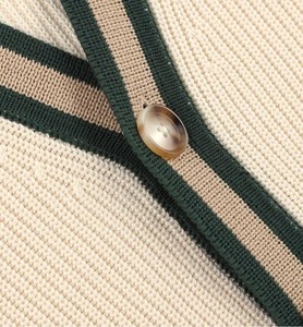 Cárdigan minimalista transpirable con cuello en V para hombre, suéter universitario a rayas estilo preppy, prendas de punto con botones para un estilo casual elegante - Product Image 3