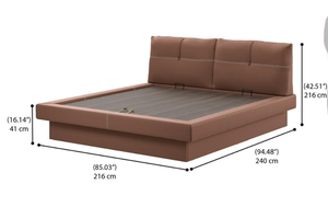 Modern Upholstered Solid Teak Wood <b>Bed</b> Frame <b>Queen</b> Size Faux Leather Soft <b>Bed</b> <b>with</b> Quilted Headboard and Footboard - Product Image 6