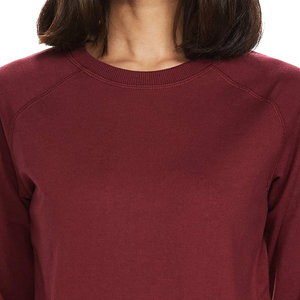 Sweat-shirt pour femme, col rond, couleur bordeaux, manches longues, couleur unie, 100% coton, tricoté, vêtements décontractés pour femme - Product Image 4