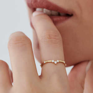 14k Gold Plated 925 Silver Sterling Curved Chevron Moissanite <b>Stacking</b> <b>Ring</b> Minimalist Jewelry Custom Engagement Wedding <b>Rings</b> - Product Image 4