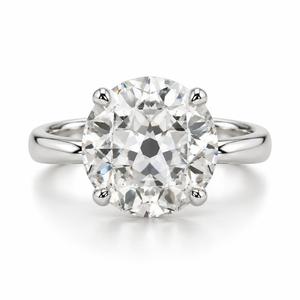Bague solitaire en platine avec diamant rond taille brillant, bijoux de luxe, bague de fiançailles, sertissage classique à quatre griffes, fabricant - Product Image 4