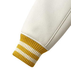 Vestes varsity de qualité supérieure, couleur jaune et manches blanches, col montant, 360 GSM, vêtements décontractés, veste bomber varsity pour homme - Product Image 3