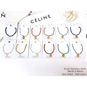 Pulsera Elástica de Cristal con Cara Sonriente de 3cm, Accesorio de Moda - Product Image 1