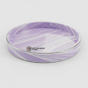 Plateau en résine de marbre violet de luxe avec bord doré |   Plateau de service ovale élégant - Product Image 2