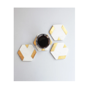 Modern Home Decor Hexagon <b>Marble</b> <b>Coasters</b> Eco-Friendly Durable Natural Stone Made in India Washable and Long-Lasting - Product Image 2