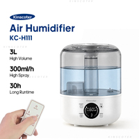 Humidificateur à brume froide 3L, humidificateur d'air de bureau, débit de brume 300mL/h, humidificateur silencieux pour chambre à coucher avec commande tactile et télécommande