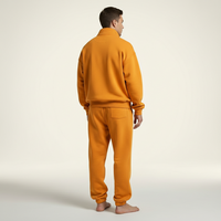 Conjunto Deportivo Unisex de Algodón, Sudadera con Cierre de Cremallera y Pantalones Jogger, Color Naranja, Fabricante Mayorista OEM