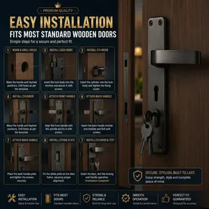 KELLTON Durable Modern Ambidextrous Door <b>Lock</b> Set Lever Handle Cylinder Rust Resistant Easy Installation for Home Commercial Use - Product Image 6