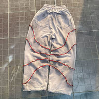 Pantalon Harem Homme Déchiré avec Imprimé Œil Lumineux, Taille Élastique, Style Urbain, Joggers à Cordon, Tricoté en Polyester pour l'Automne