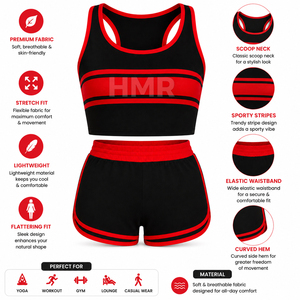 Ensemble de vêtements de sport décontractés HMR Sorority Sisterhood, hauts courts et shorts respirants avec poche cachée - Product Image 6