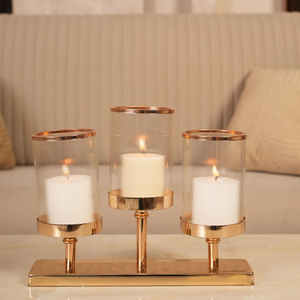 Candelabro Triple Dorado de Cristal, Soporte Rectangular para Velas, Decoración para el Hogar, Candelabros de Mesa Duraderos y Lujosos - Product Image 6