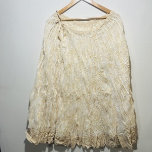 Falda de Verano para Mujer, 100% Algodón Puro Beige, Elegante y Casual, con Estampado Floral a Mano - Product Image 1