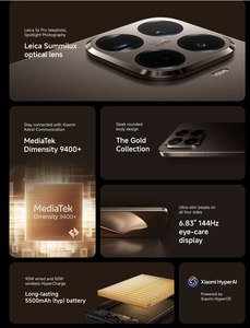 สมาร์ทโฟน Xiao Mi 15T Pro รุ่นปี 2025 เวอร์ชันสากลล่าสุด พร้อมชิปประมวลผล Dimensity 9400+ หน้าจอ AMOLED ขนาด 6.83 นิ้ว 120Hz แบตเตอรี่ 5500mAh รองรับการชาร์จเร็ว 90W - Product Image 4