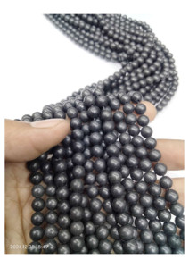 Cuentas de Shungita 100% Natural, Lisas, Anti-Radiación, de Alto Contenido de Carbono, Forma Redonda - Product Image 2