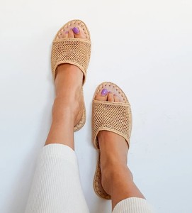 Raffia shoes handmade sandals summer <b>mules</b> Moroccan shoes raphia flats babouch - Product Image 1