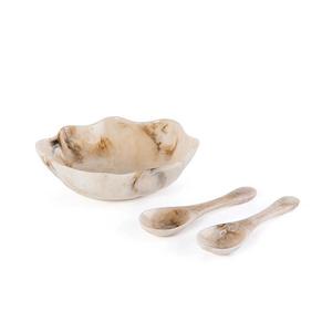 Trending Flow - Juego de Tazón y Cuchara de Resina para Servir, Vajilla Decorativa, Juego de Servidor de Ensalada de Resina para el Hogar, Hotel, Restaurante, Mesa de Comedor - Product Image 1