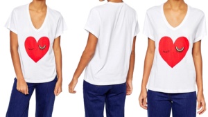 High Quality Regular Fit Cotton Polyester Blend Super Soft Jersey t Women t Shirt in <b>rainbow</b> Heart Print Deep v Neck Girls Tops - Product Image 5