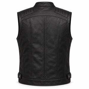 Men's Motorcycle & Biker Leather <b>Vests</b> | Grey Black Burgundy <b>Brown</b> Blue | OEM ODM Manufacturer | Premium Design Quality | - Product Image 2