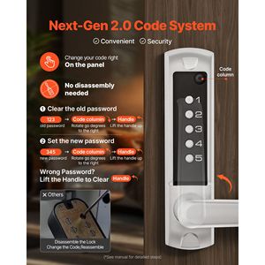 Serratura per Porta con Tastierino Combinato a Pulsante Singolo 2.0, Ingresso Senza Chiave con Codice a 5 Cifre, Serratura Meccanica - Product Image 4