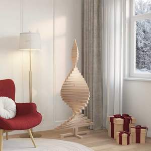 Albero di Natale in Legno di Pino Massiccio con Supporto, 150 cm, Alberi di Natale Naturali - Product Image 4