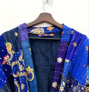 Nouvelle arrivée indienne Bikini Cover Up Vintage Coton Longue Kantha Veste Ethnique Boho Style Kantha Kimono Robe Pour Femmes - Product Image 3