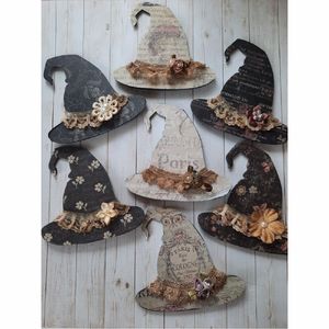 Étiquettes d'Halloween en bois brut gravées au laser, ornements suspendus personnalisés en forme de crâne, chauve-souris et citrouille, décorations pour fêtes d'Halloween - Product Image 5