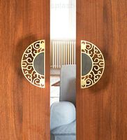 Poignée de porte ronde en laiton de qualité supérieure avec motif de feuillage pour porte principale, design Art Déco, poignée décorative robuste pour la maison et le bureau