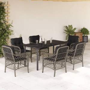 Conjunto de Comedor de Jardín de Ratán Sintético Gris con Asientos Estándar, Disponible en Varios Tamaños - Product Image 1