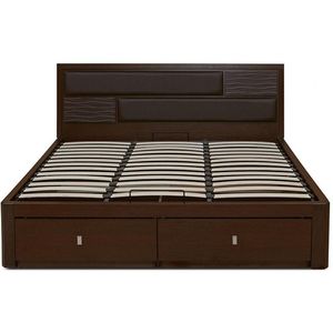 Modern Solid Wood <b>Storage</b> <b>Bed</b> King Size Platform <b>With</b> Drawers Upholstered Leather Headboard Master Bedroom Furniture - Product Image 3