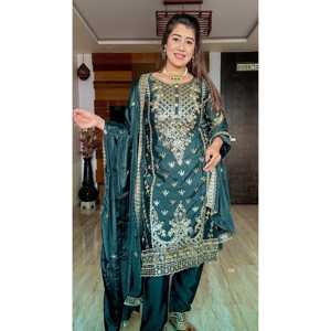 Conjunto de Fiesta Elegante: Salwar Kameez de Seda de Diseñador - Top, Pantalón Plazzo y Dupatta para Eventos - Product Image 2