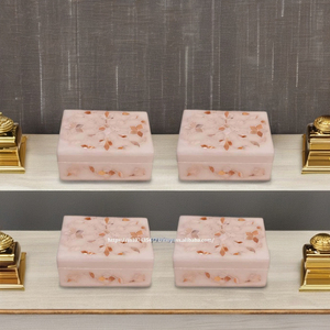 Caja de incrustaciones de mármol blanco con patrón de nuevo diseño de clase única con fregona hecha a mano, concha de mar, flor Floral, piedra artística para almacenamiento de joyas - Product Image 1