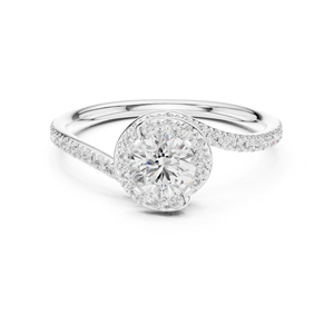 แหวนเพชรทรงกลมทองคำขาว 14K สำหรับผู้หญิง |   ชุดทำงาน |   เพชรที่เพิ่งเพาะเลี้ยง - Product Image 1