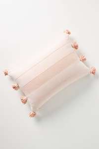 Housse de coussin en coton tissé à la main à rayures avec pompons, style bohème pour canapé, 100% coton texturé à rayures avec pompons, style ferme - Product Image 4