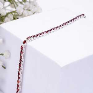 Genuine <b>Red</b> Garnet <b>Bracelet</b> 925 Sterling Silver 18K Gold Plated Vintage Boho Minimalist IGI Certified Luxury Anniversary Gift - Product Image 2