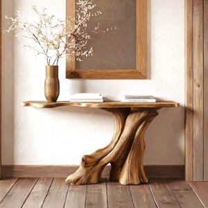Table console en bois naturel sur mesure, table de couloir pour villa de luxe, entrée résidentielle, table d'entrée 100% artisanale - Product Image 4
