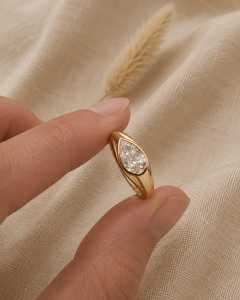 Bague de fiançailles solitaire en diamant de laboratoire taille poire 2 carats, or massif 10K 14K 18K, bijoux fins certifiés IGI, couleur E - Product Image 6
