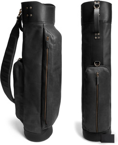 Sac de golf en cuir avec séparateur supérieur et bandoulière, sacs de golf vintage pour hommes et femmes, sac de transport silencieux pour le dimanche - Product Image 2