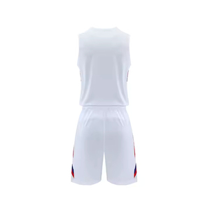 Ensemble de maillot de basket sans manches blanc, col en V, polyester respirant, unisexe, vêtements de sport pour adultes, impression sublimée - Product Image 3