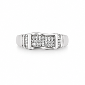 925 Sterling <b>Silver</b> <b>Mens</b> Diamond Cluster Rectangular Signet <b>Ring</b> Vintage Inspired Design High Polish Finish Wedding Party Daily - Product Image 2