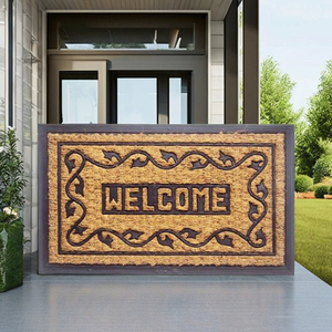 Tapis de porte extérieur moderne personnalisé Jucor, antidérapant, avec support en nylon et PVC, logo personnalisé, design de bienvenue, épaisseur moyenne, lavable en machine - Product Image 1