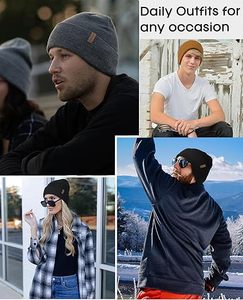 หมวกบีนนี่แบบยูนิเซ็กซ์ ขอบพับ ผ้าถักหนา สำหรับฤดูหนาว ลายจุด ลายตัวอักษร  อะคริลิก 100% ปรับแต่งได้ เหมาะสำหรับกิจกรรมกลางแจ้ง - Product Image 2