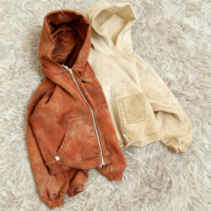 เสื้อฮู้ดดี้ครอปทรงโอเวอร์ไซส์แบบซิป ยี่ห้อ OEM รุ่นใหม่ล่าสุด ล้างสีแบบฟอกกรด สไตล์บ็อกซี่ สำหรับผู้ชาย - Product Image 2