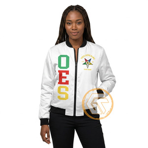 High Quality 100% Silk Satin Eastern <b>Star</b> Embroidered Quilted Waterproof Breathable Varsity <b>Jacket</b> 100% Polyester Filling OES - Product Image 1